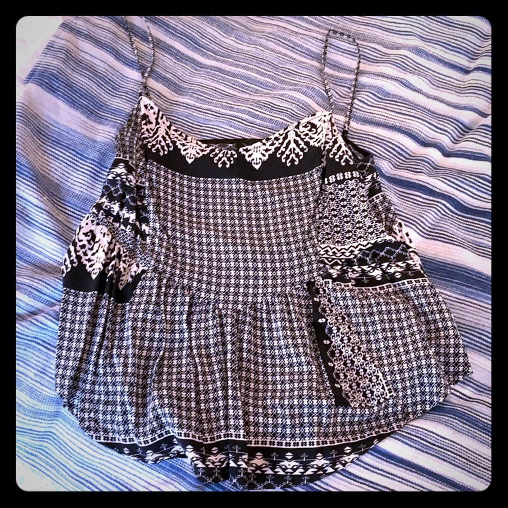 Black and white peplum top